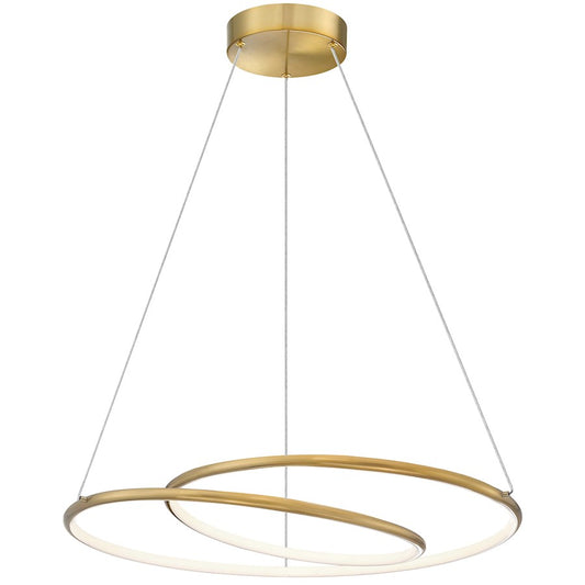 Dainolite Gabriel 24in 1-Light Chandelier | Contemporary Aged Brass and White Silicone | Dining Room & Foyer | 24 x 24 x 3 in | Model GBL-2438LEDC-AGB