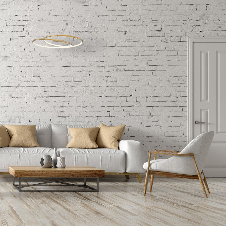 Dainolite Gabriel 24in 1-Light Chandelier | Contemporary Aged Brass and White Silicone | Dining Room & Foyer | 24 x 24 x 3 in | Model GBL-2438LEDC-AGB