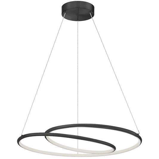 Dainolite Gabriel 24in 1-Light Chandelier | Contemporary Matte Black and White Silicone | Dining Room & Foyer | 24 x 24 x 3 in | Model GBL-2438LEDC-MB