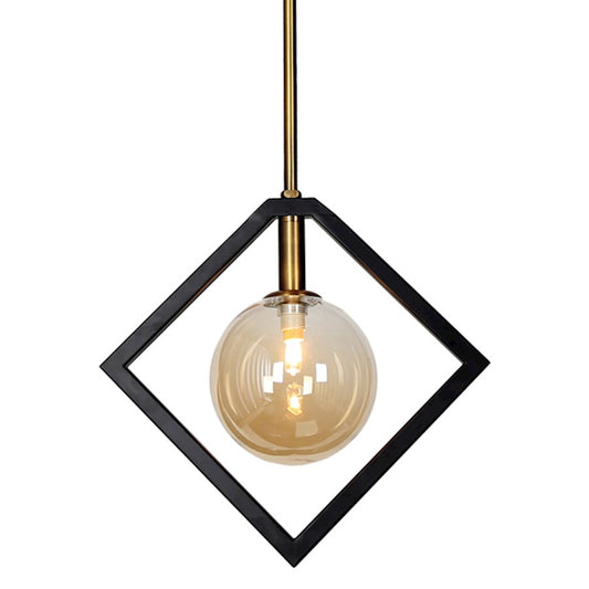 Dainolite Glasglow 12in 1-Light Pendant | Matte Black & Vintage Bronze and Champagne Glass | Kitchen Island & Dining Room | Model GLA-121P-MB-VB