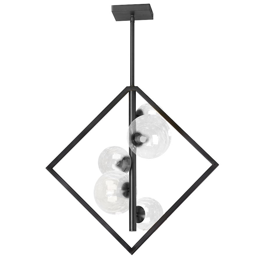 Dainolite Glasgow 21in 5-Light Pendant | Modern Matte Black Metal and Clear Glass | Kitchen Island & Dining Room | 10 x 21 x 20 in | Model GLA-215P-MB-CLR