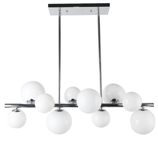 Dainolite Glasgow 31in 10-Light Horizontal Pendant | Polished Chrome and Frosted Glass | Kitchen Island & Dining Room | Model GLA-3110HP-PC