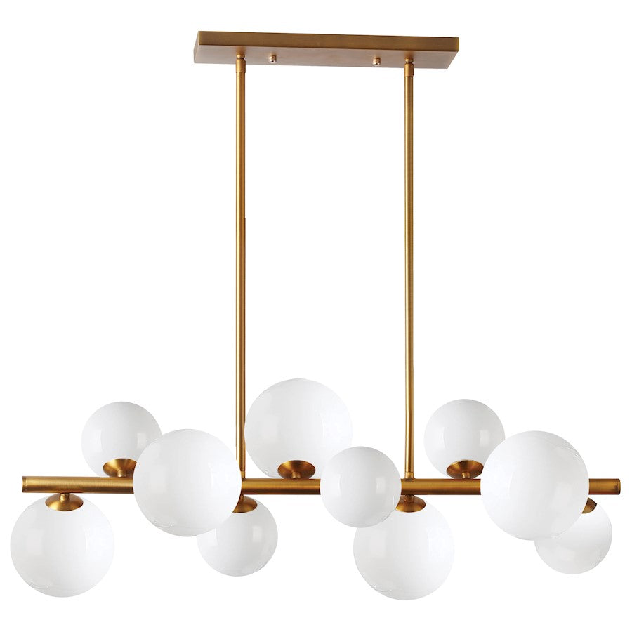 Dainolite Glasgow 31in 10-Light Halogen Horizontal Pendant | Transitional Vintage Bronze and White Glass | Kitchen Island & | Model GLA-3110HP-VB-WH