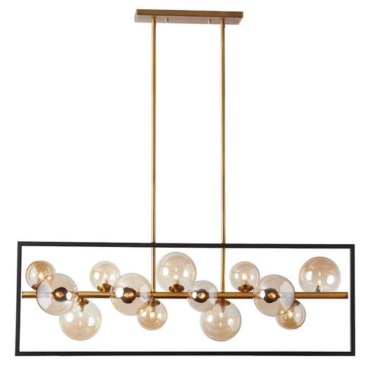 Dainolite Glasgow 13-Light Pendant | Matte Black and Vintage Bronze | Kitchen Island & Dining Room | Model GLA-4213HP-MB-VB
