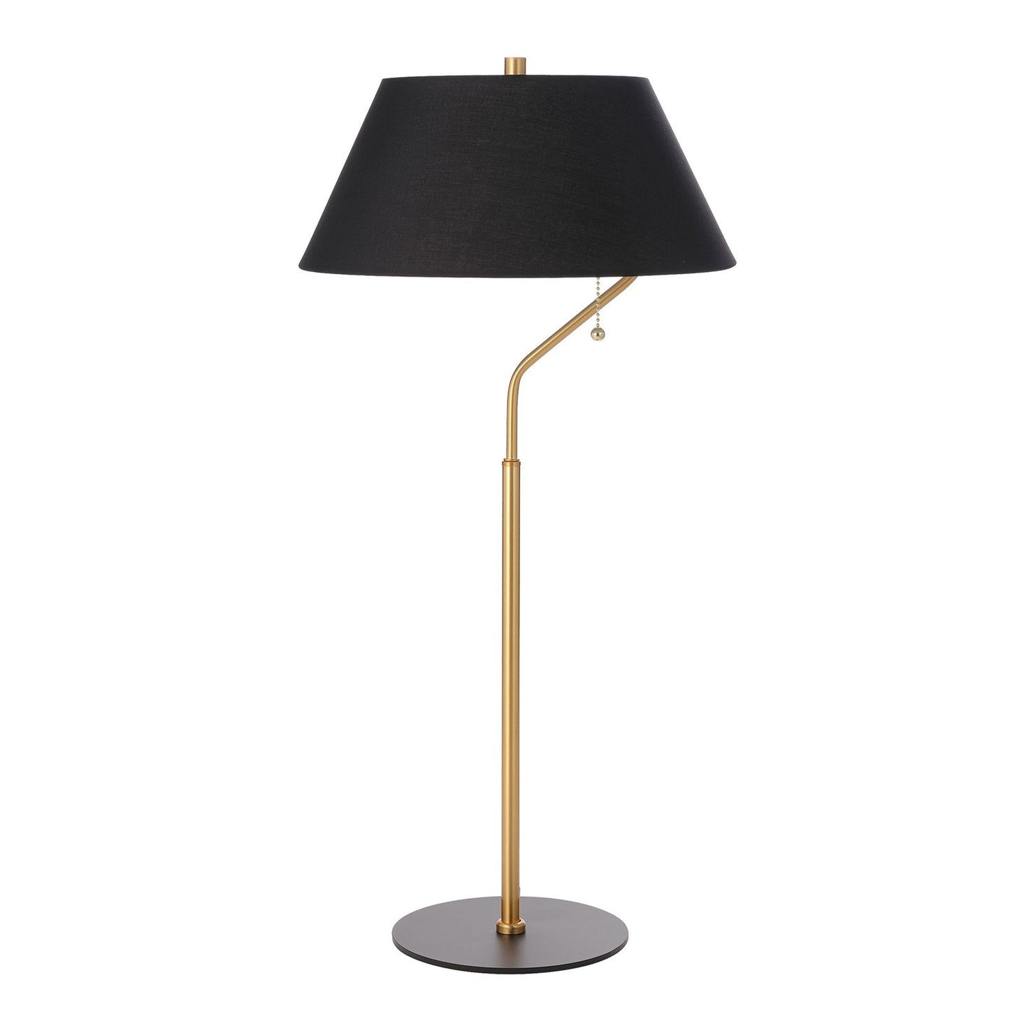 Dainolite Geraldine 14in 1-Light Table Lamp | Contemporary Aged Brass and Matte Black Metal with Black Fabric Shade | Desk & | Model GRD-281T-AGB-MB-BK