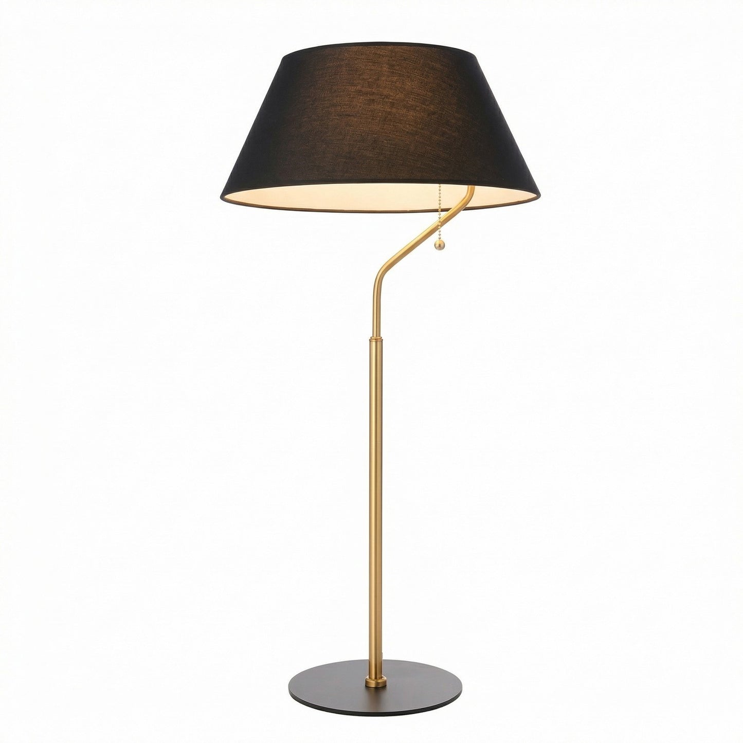 Dainolite Geraldine 14in 1-Light Table Lamp | Contemporary Aged Brass and Matte Black Metal with Black Fabric Shade | Desk & | Model GRD-281T-AGB-MB-BK