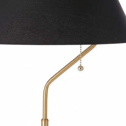 Dainolite Geraldine 14in 1-Light Table Lamp | Contemporary Aged Brass and Matte Black Metal with Black Fabric Shade | Desk & | Model GRD-281T-AGB-MB-BK