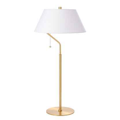 Dainolite Geraldine 14in 1-Light Table Lamp | Contemporary Aged Brass Metal and White Fabric Shade | Desk & Bedside | 14 x 14 x 28 | Model GRD-281T-AGB-WH