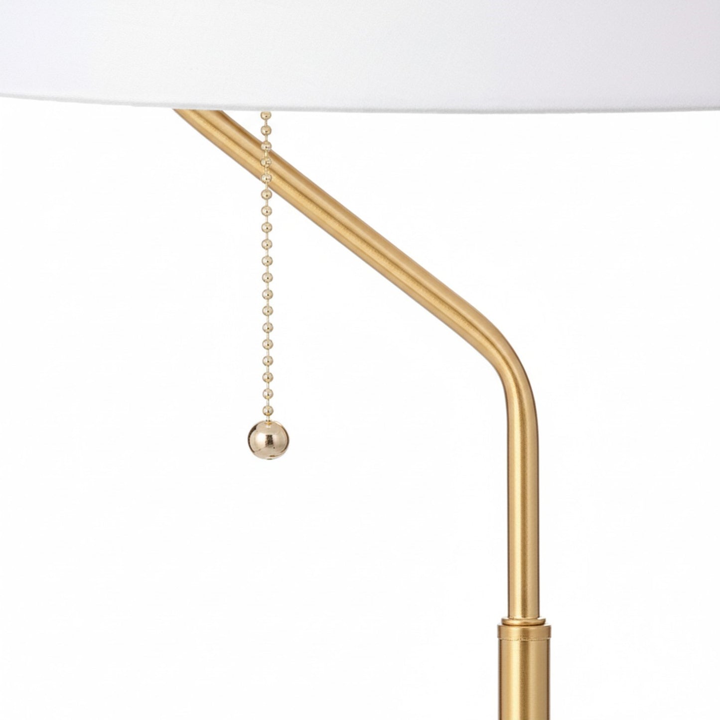 Dainolite Geraldine 14in 1-Light Table Lamp | Contemporary Aged Brass Metal and White Fabric Shade | Desk & Bedside | 14 x 14 x 28 | Model GRD-281T-AGB-WH