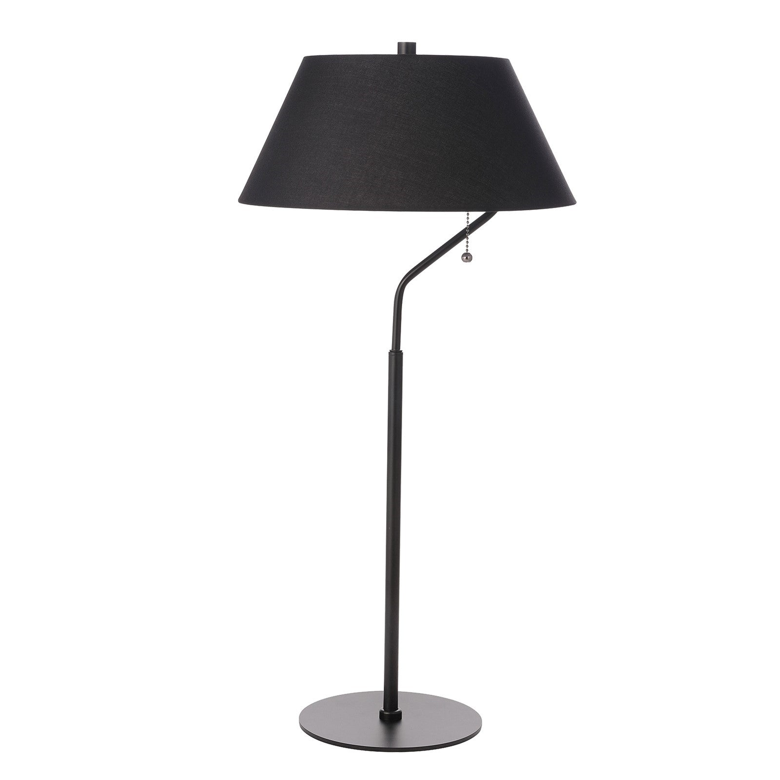 Dainolite Geraldine 14in 1-Light Table Lamp | Contemporary Matte Black Metal and Black Fabric Shade | Desk & Bedside | 14 x 14 x 28 | Model GRD-281T-MB-BK