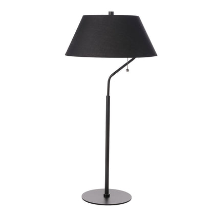 Dainolite Geraldine 14in 1-Light Table Lamp | Contemporary Matte Black Metal and Black Fabric Shade | Desk & Bedside | 14 x 14 x 28 | Model GRD-281T-MB-BK