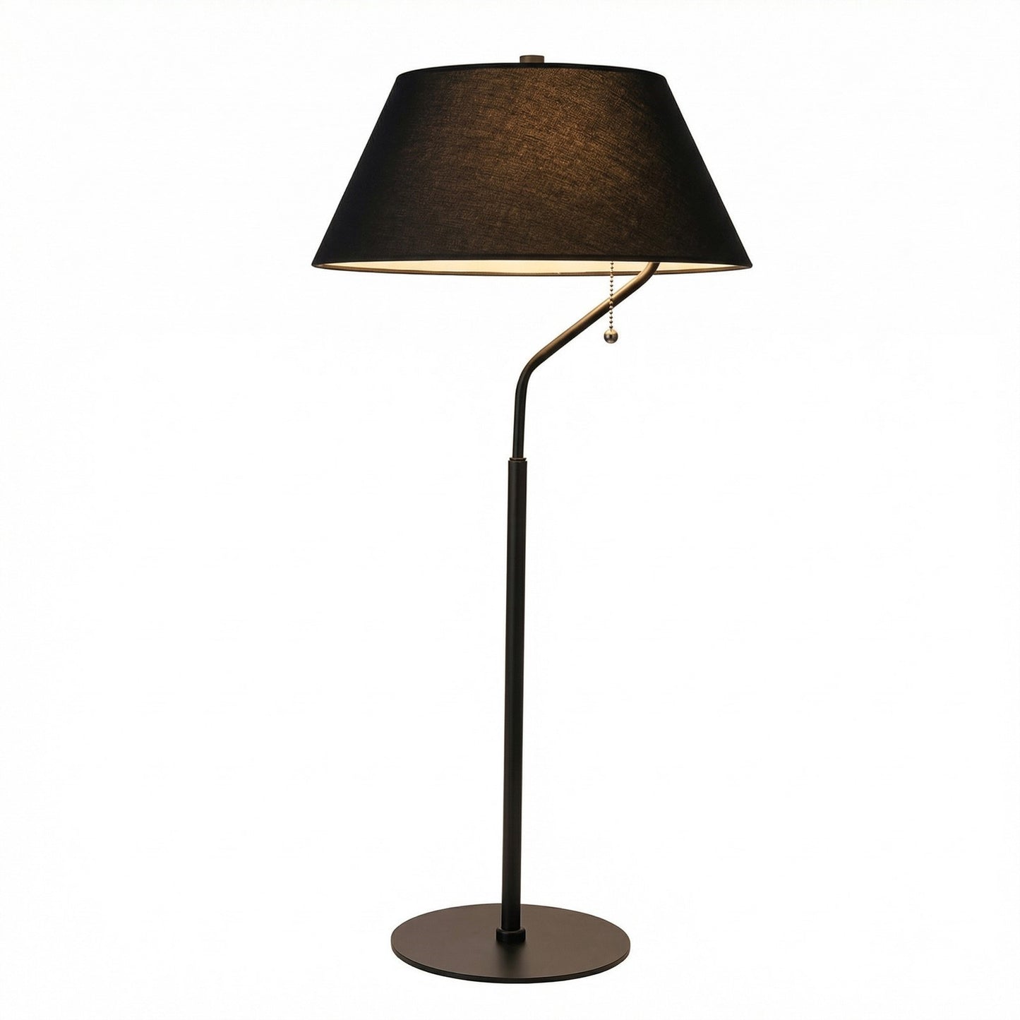 Dainolite Geraldine 14in 1-Light Table Lamp | Contemporary Matte Black Metal and Black Fabric Shade | Desk & Bedside | 14 x 14 x 28 | Model GRD-281T-MB-BK