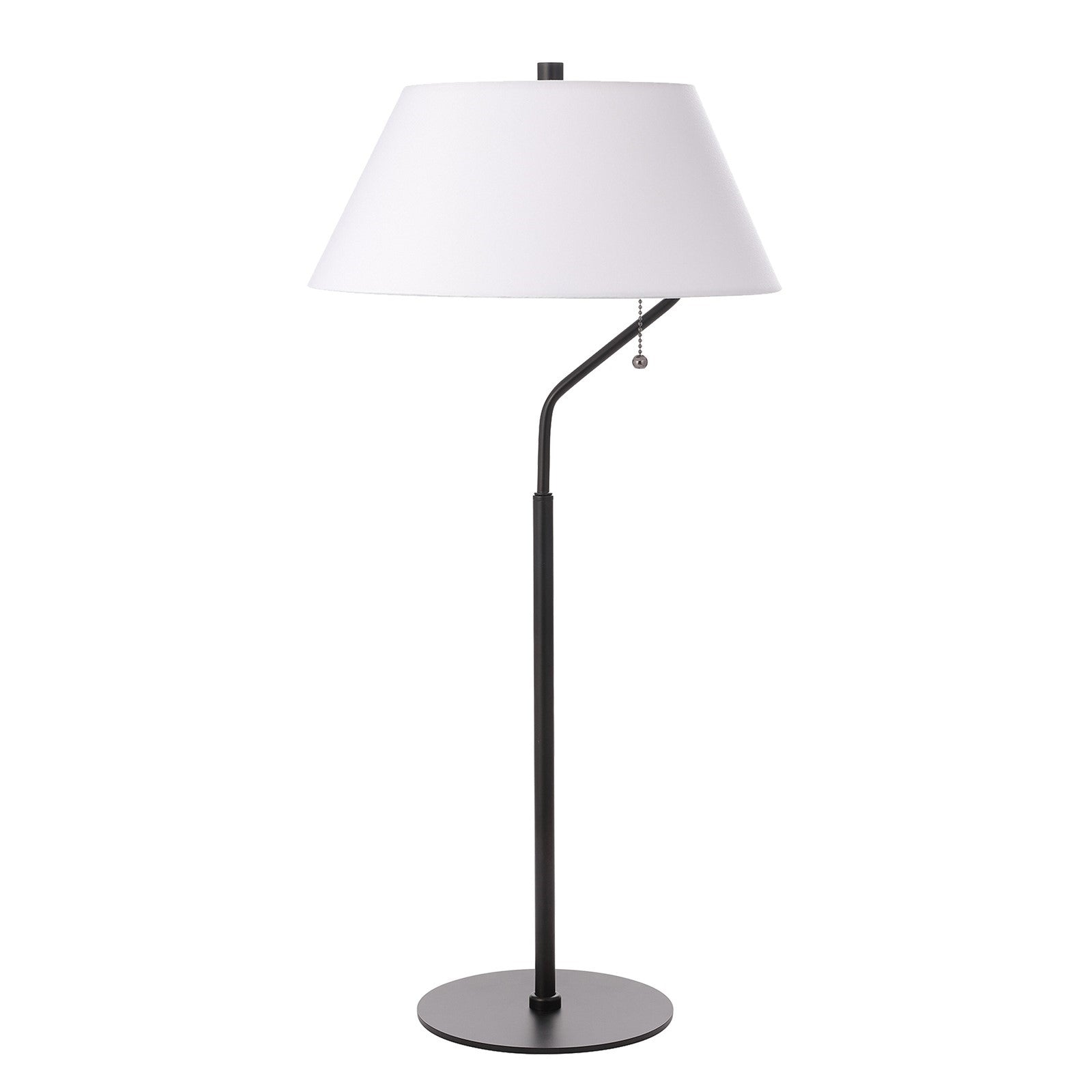 Dainolite Geraldine 14in 1-Light Table Lamp | Contemporary Matte Black Metal and White Fabric Shade | Bedroom & Office Desk Lamp | Model GRD-281T-MB-WH