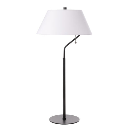 Dainolite Geraldine 14in 1-Light Table Lamp | Contemporary Matte Black Metal and White Fabric Shade | Bedroom & Office Desk Lamp | Model GRD-281T-MB-WH