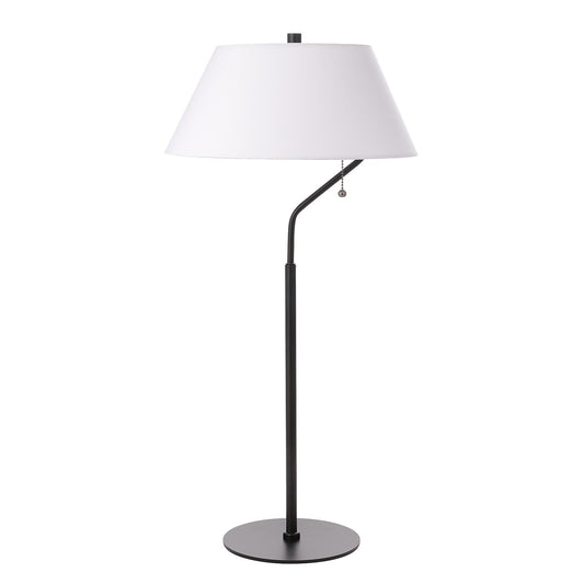 Dainolite Geraldine 14in 1-Light Table Lamp | Contemporary Matte Black Metal and White Fabric Shade | Bedroom & Office Desk Lamp | Model GRD-281T-MB-WH