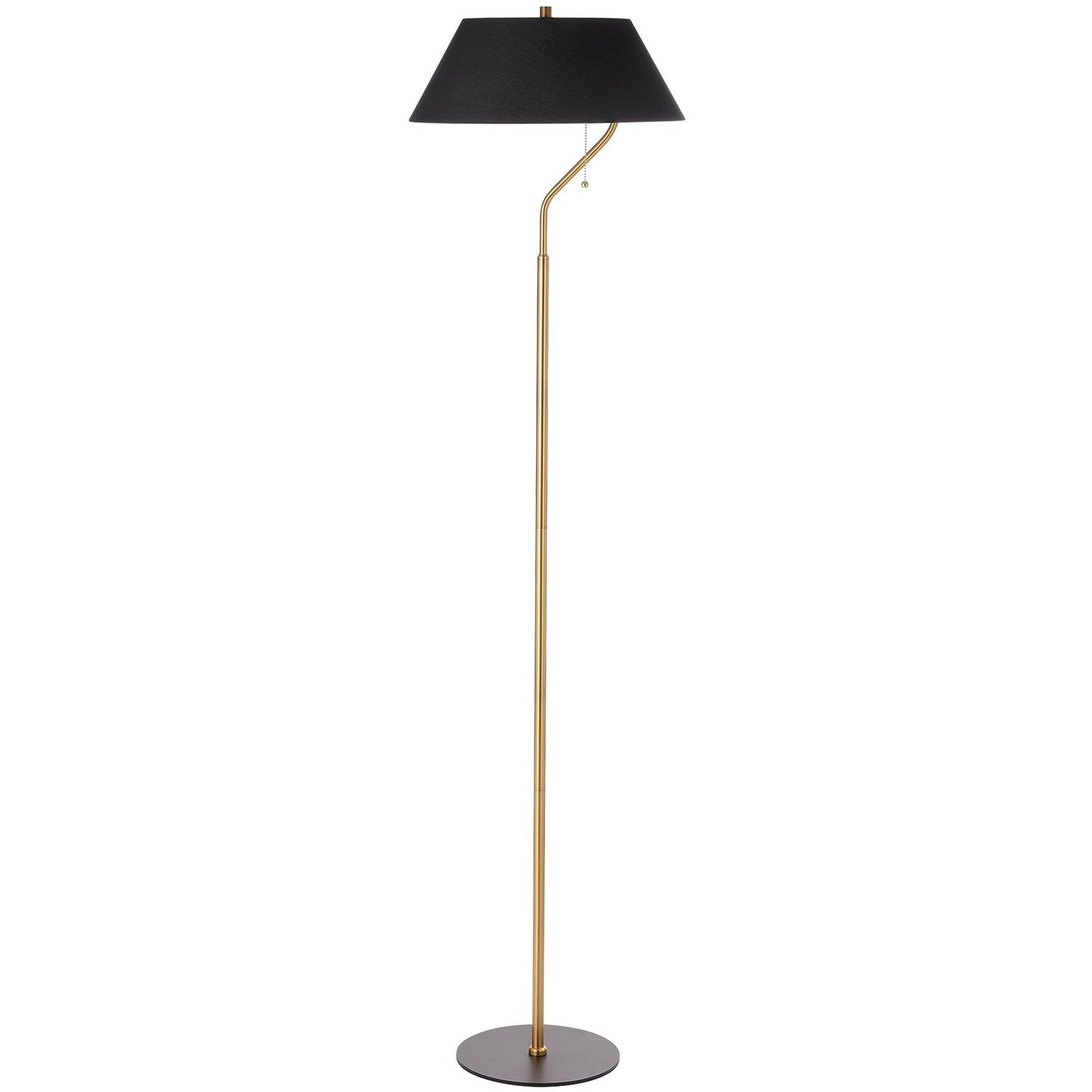 Dainolite Geraldine 63in 1-Light Floor Lamp | Contemporary Aged Brass and Matte Black Metal with Black Fabric Shade | Living | Model GRD-641F-AGB-MB-BK