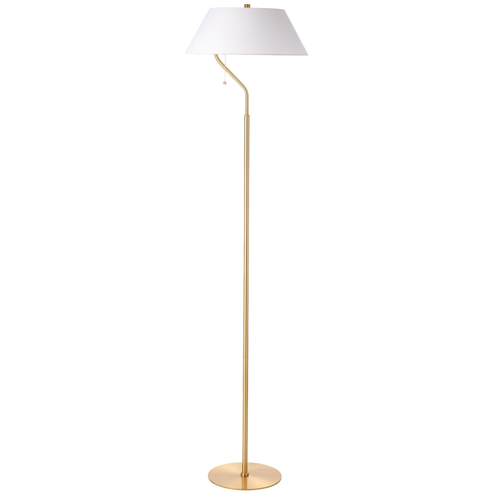 Dainolite Geraldine 16.5in 1-Light Floor Lamp | Contemporary Aged Brass Metal and White Fabric Shade | Living Room & Office | 16.5 | Model GRD-641F-AGB-WH