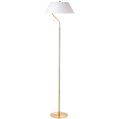 Dainolite Geraldine 16.5in 1-Light Floor Lamp | Contemporary Aged Brass Metal and White Fabric Shade | Living Room & Office | 16.5 | Model GRD-641F-AGB-WH