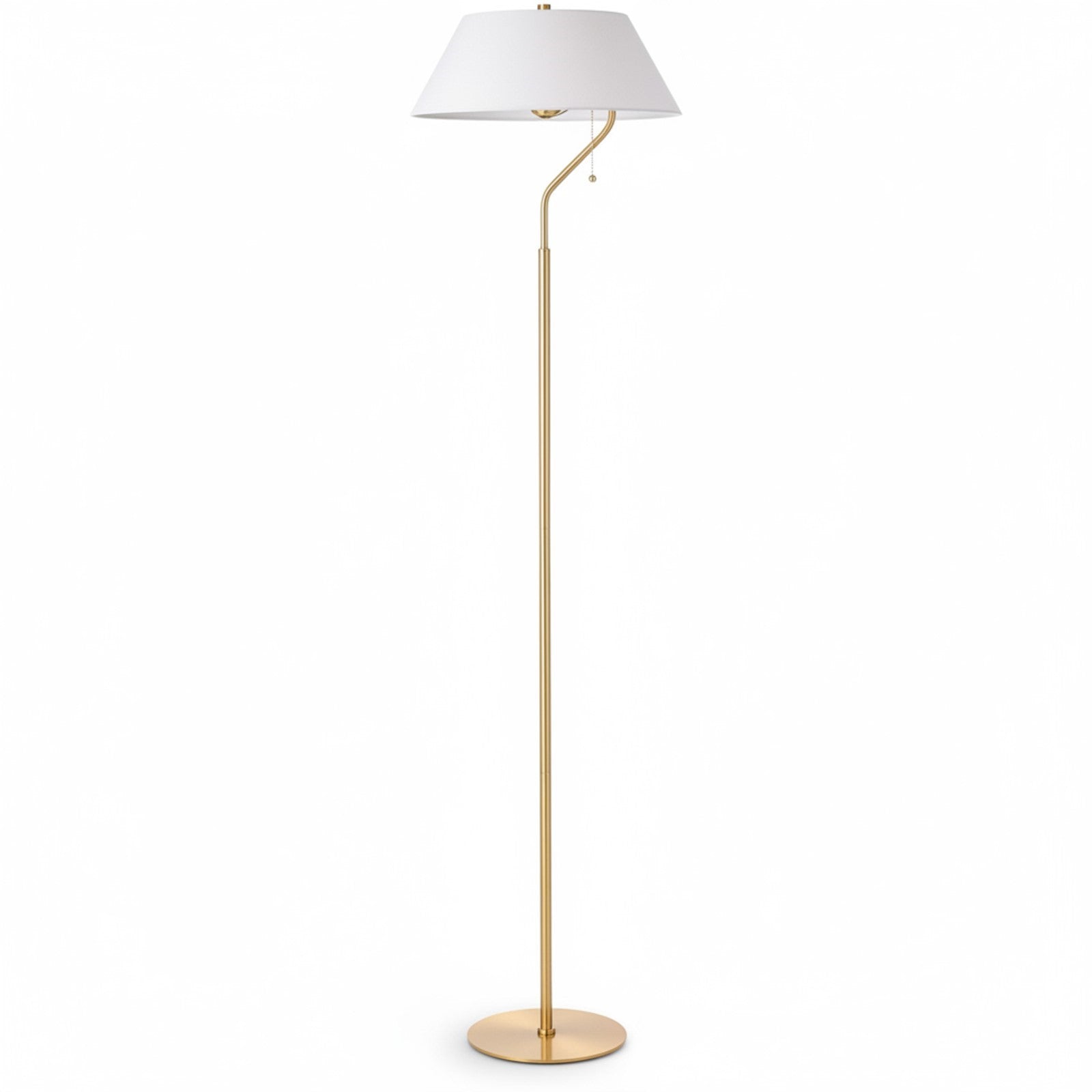Dainolite Geraldine 16.5in 1-Light Floor Lamp | Contemporary Aged Brass Metal and White Fabric Shade | Living Room & Office | 16.5 | Model GRD-641F-AGB-WH