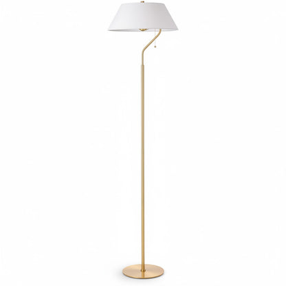 Dainolite Geraldine 16.5in 1-Light Floor Lamp | Contemporary Aged Brass Metal and White Fabric Shade | Living Room & Office | 16.5 | Model GRD-641F-AGB-WH