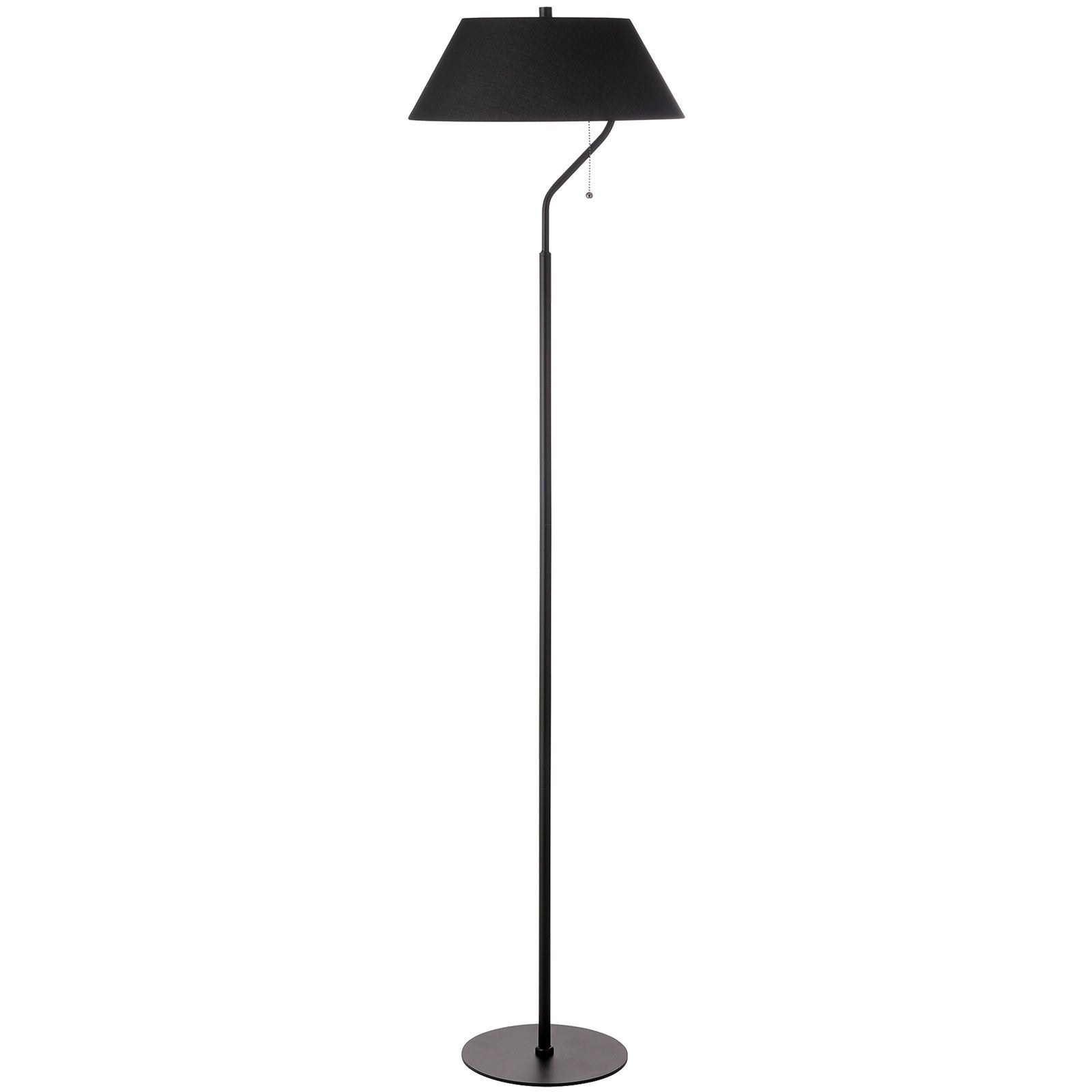 Dainolite Geraldine 16.5in 1-Light Floor Lamp | Contemporary Matte Black Metal and Black Fabric Shade | Living Room & Office | 800 | Model GRD-641F-MB-BK
