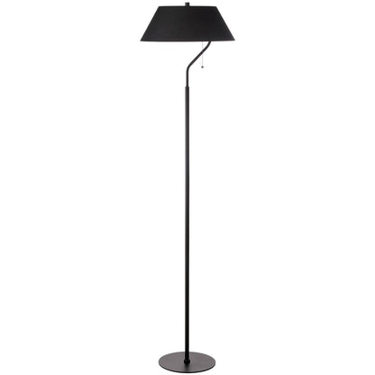 Dainolite Geraldine 16.5in 1-Light Floor Lamp | Contemporary Matte Black Metal and Black Fabric Shade | Living Room & Office | 800 | Model GRD-641F-MB-BK