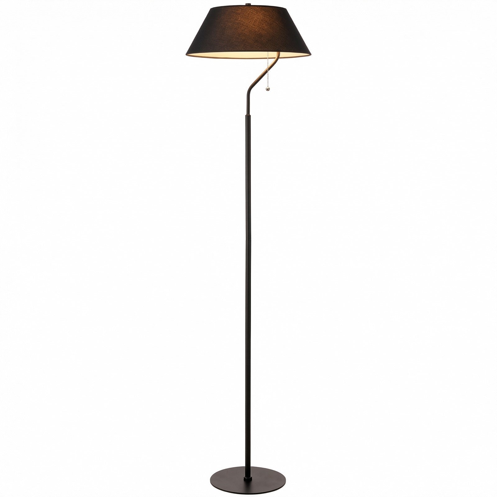 Dainolite Geraldine 16.5in 1-Light Floor Lamp | Contemporary Matte Black Metal and Black Fabric Shade | Living Room & Office | 800 | Model GRD-641F-MB-BK