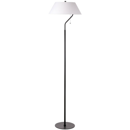 Dainolite Geraldine 63in 1-Light Floor Lamp | Contemporary Matte Black Metal and White Fabric Shade | Living Room & Bedroom Reading | Model GRD-641F-MB-WH