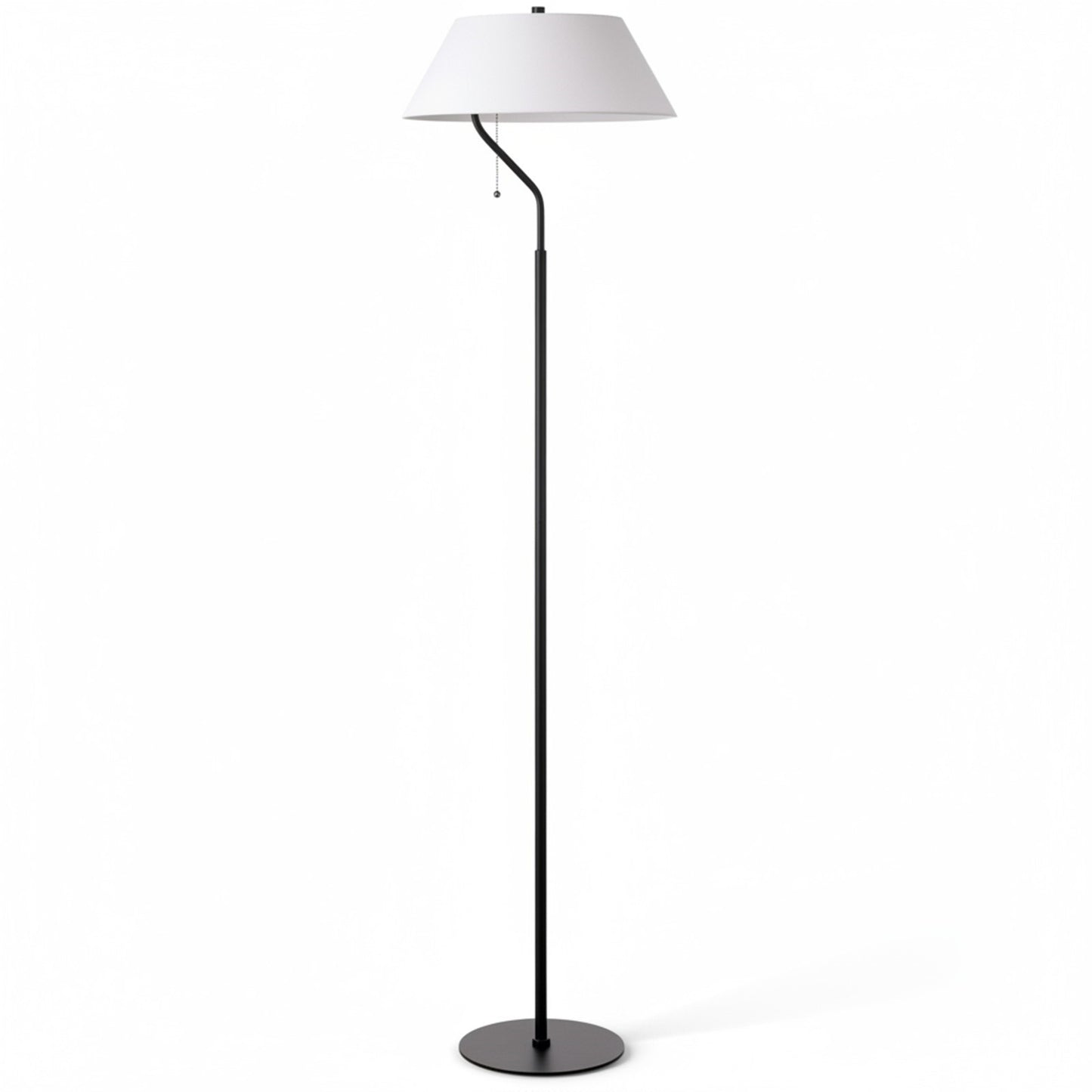 Dainolite Geraldine 63in 1-Light Floor Lamp | Contemporary Matte Black Metal and White Fabric Shade | Living Room & Bedroom Reading | Model GRD-641F-MB-WH