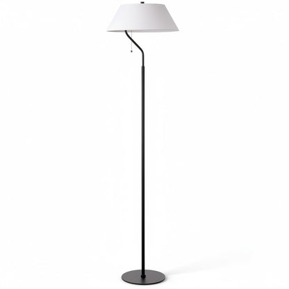 Dainolite Geraldine 63in 1-Light Floor Lamp | Contemporary Matte Black Metal and White Fabric Shade | Living Room & Bedroom Reading | Model GRD-641F-MB-WH