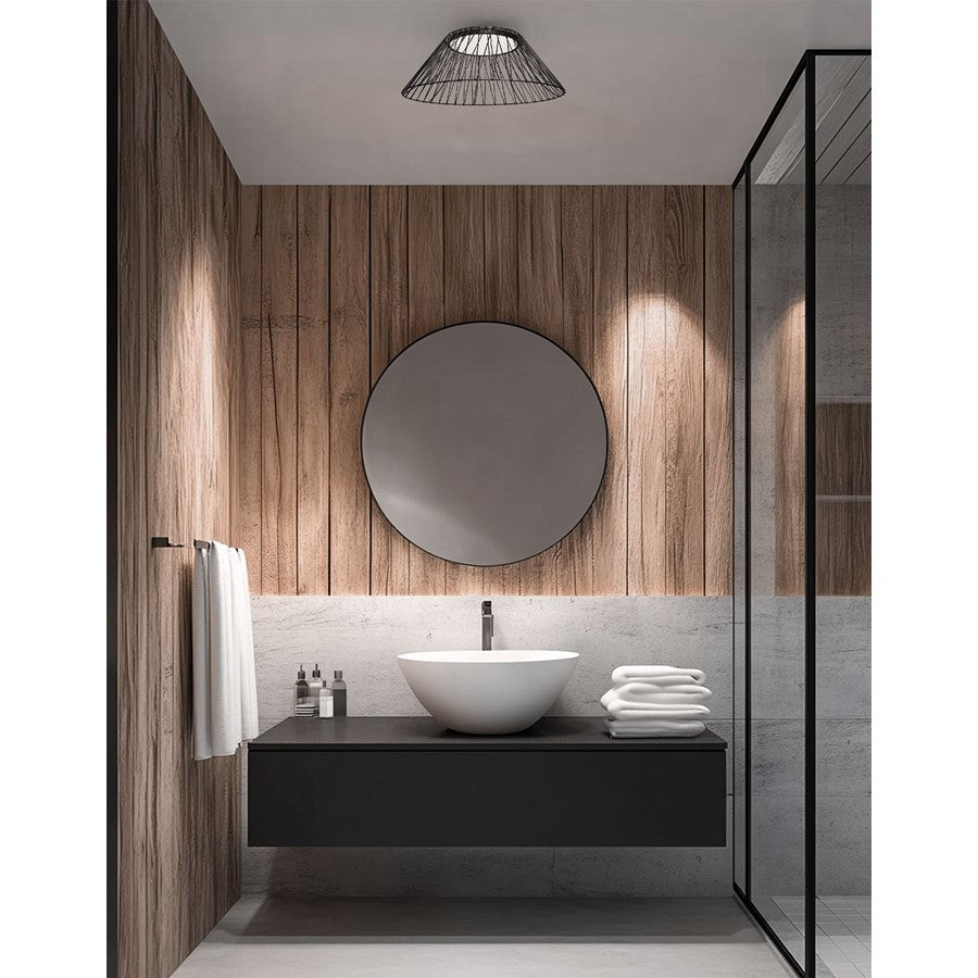 Dainolite Georgette 24in 1-Light LED Flush Mount | Contemporary Black Metal and White Acrylic | Living Room & Bedroom | Model GRG-2430LEDFH-MB-BK