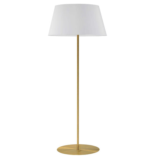 Dainolite Gretchen 62in 1-Light Floor Lamp | Transitional Aged Brass and White Fabric | Office & Bedroom Reading Lamp | Model GTC-R631F-AGB-WH