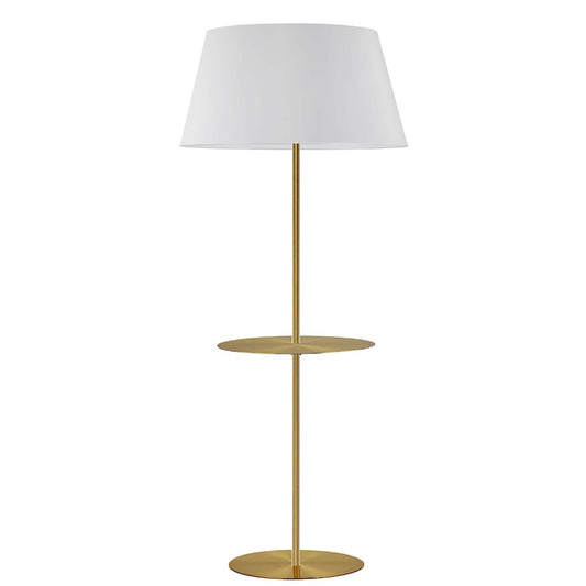 Dainolite Gretchen 26in 1-Light Floor Lamp | Transitional Aged Brass and White Fabric | Bedroom & Office | 26 x 26 x 62.75 in | Model GTC-R641F-AGB-WH