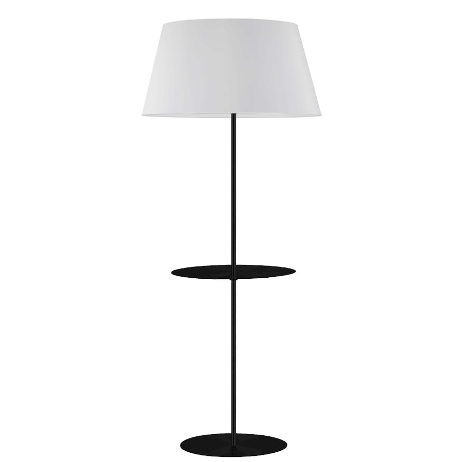 Dainolite Gretchen 26in 1-Light Floor Lamp | Transitional Matte Black and White Fabric | Bedroom & Office | 26 x 26 x 62.75 in | Model GTC-R641F-MB-WH