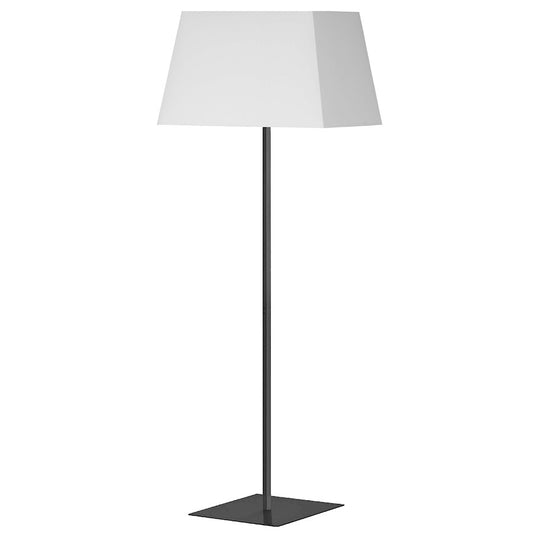 Dainolite Gretchen 26in 1-Light Floor Lamp | Transitional Matte Black and White Fabric Square Shade | Living Room & Bedroom | Model GTC-S631F-MB-WH