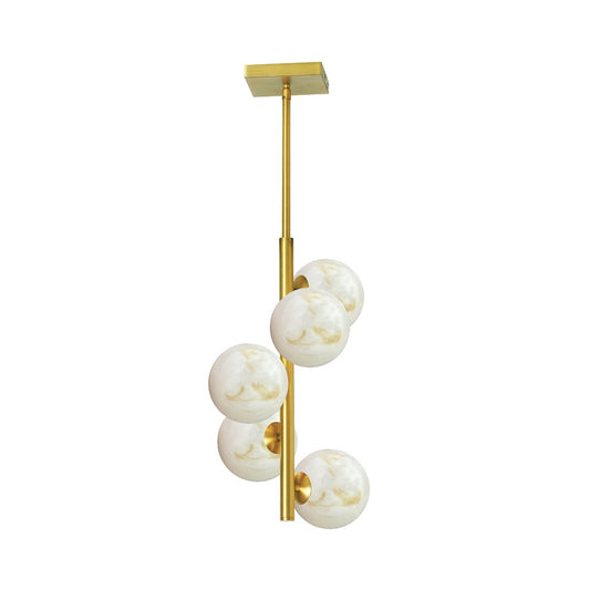 Dainolite Giovanna 10in 5-Light Pendant | Contemporary Aged Brass and Alabaster Glass | Kitchen Island & Dining Room | Model GVA-175P-AGB