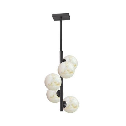 Dainolite Giovanna 10in 5-Light Pendant | Contemporary Matte Black and Alabaster Glass | Kitchen Island & Dining Room | Model GVA-175P-MB
