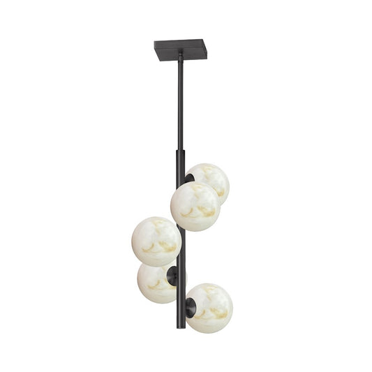 Dainolite Giovanna 10in 5-Light Pendant | Contemporary Matte Black and Alabaster Glass | Kitchen Island & Dining Room | Model GVA-175P-MB