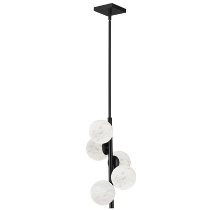 Dainolite Giovanna 10in 5-Light Pendant | Contemporary Matte Black and Alabaster Glass | Kitchen Island & Dining Room | Model GVA-175P-MB