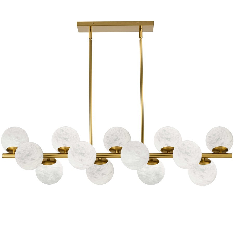 Dainolite Giovanna 40in 13-Light Horizontal Pendant | Contemporary Aged Brass and Alabaster Glass | Kitchen Island & Dining | Model GVA-4013HP-AGB