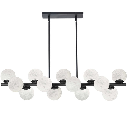 Dainolite Giovanna 40in 13-Light Horizontal Pendant | Contemporary Matte Black and Alabaster Glass | Kitchen Island & Dining | Model GVA-4013HP-MB