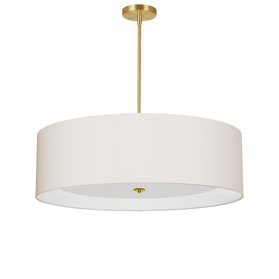 Dainolite Helena 30in 4-Light Pendant | Contemporary Aged Brass and Cream Fabric | Dining Room & Kitchen Island | Model HEL-304P-AGB-CRM
