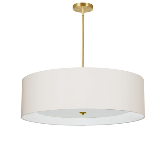 Dainolite Helena 30in 4-Light Pendant | Contemporary Aged Brass and Cream Fabric | Dining Room & Kitchen Island | Model HEL-304P-AGB-CRM