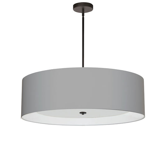 Dainolite Helena 30in 4-Light Pendant | Contemporary Matte Black and Grey Fabric Drum Shade | Living Room & Dining Room | 30 x 30 | Model HEL-304P-MB-GRY