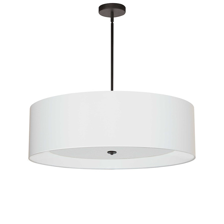 Dainolite Helena 30in 4-Light Pendant | Contemporary Matte Black and White Fabric Drum | Dining Room & Kitchen Island | Model HEL-304P-MB-WH