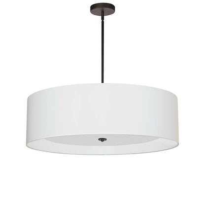 Dainolite Helena 30in 4-Light Pendant | Contemporary Matte Black and White Fabric Drum | Dining Room & Kitchen Island | Model HEL-304P-MB-WH