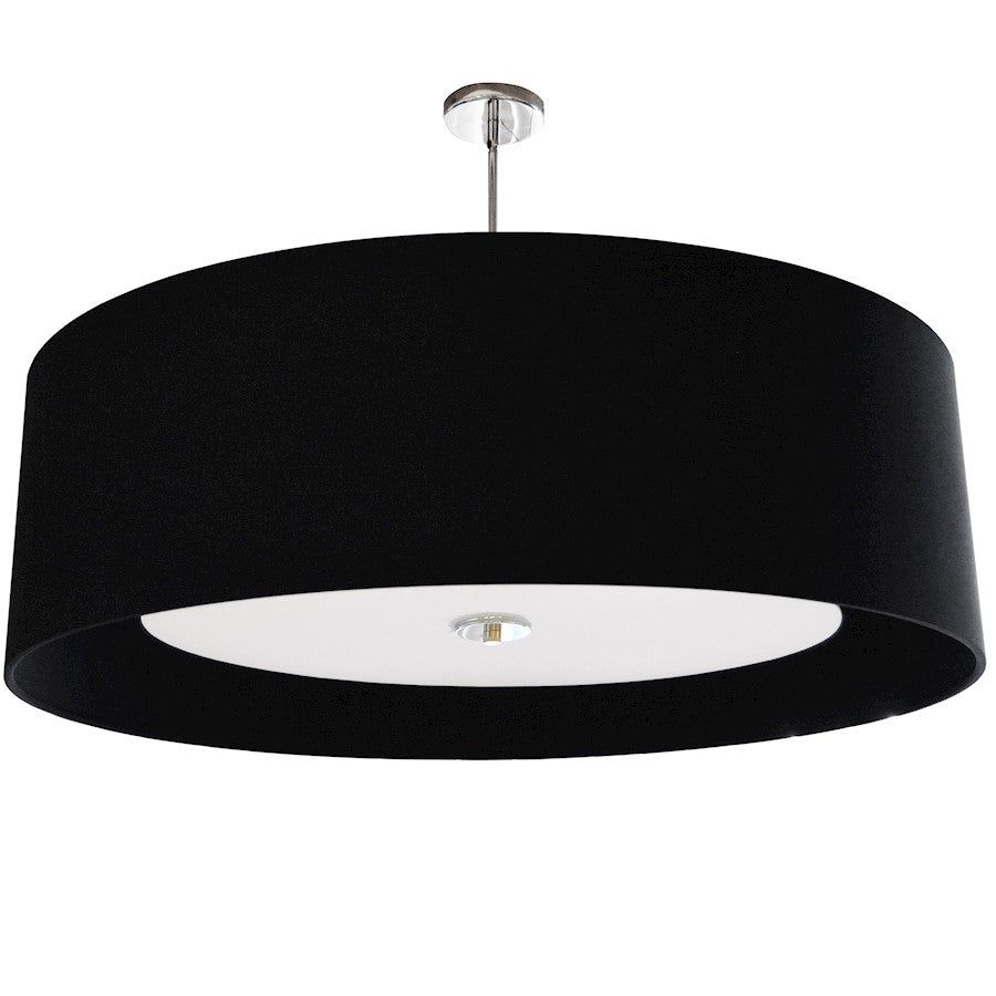 Dainolite Helena 30in 4-Light Pendant | Contemporary Polished Chrome and Black Fabric Drum | Dining Room & Kitchen Island | Model HEL-304P-PC-BW