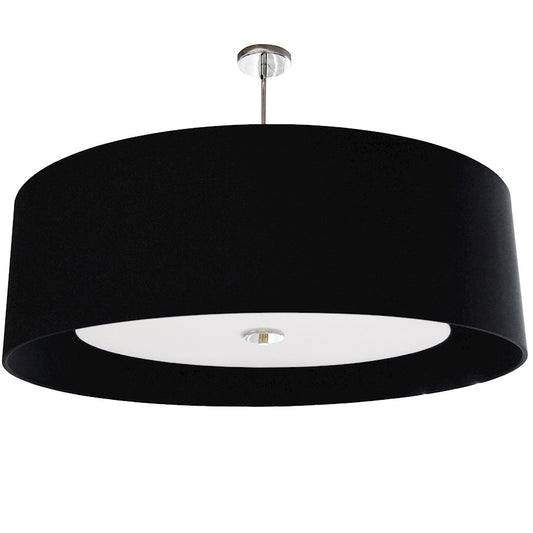 Dainolite Helena 30in 4-Light Pendant | Contemporary Polished Chrome and Black Fabric Drum | Dining Room & Kitchen Island | Model HEL-304P-PC-BW
