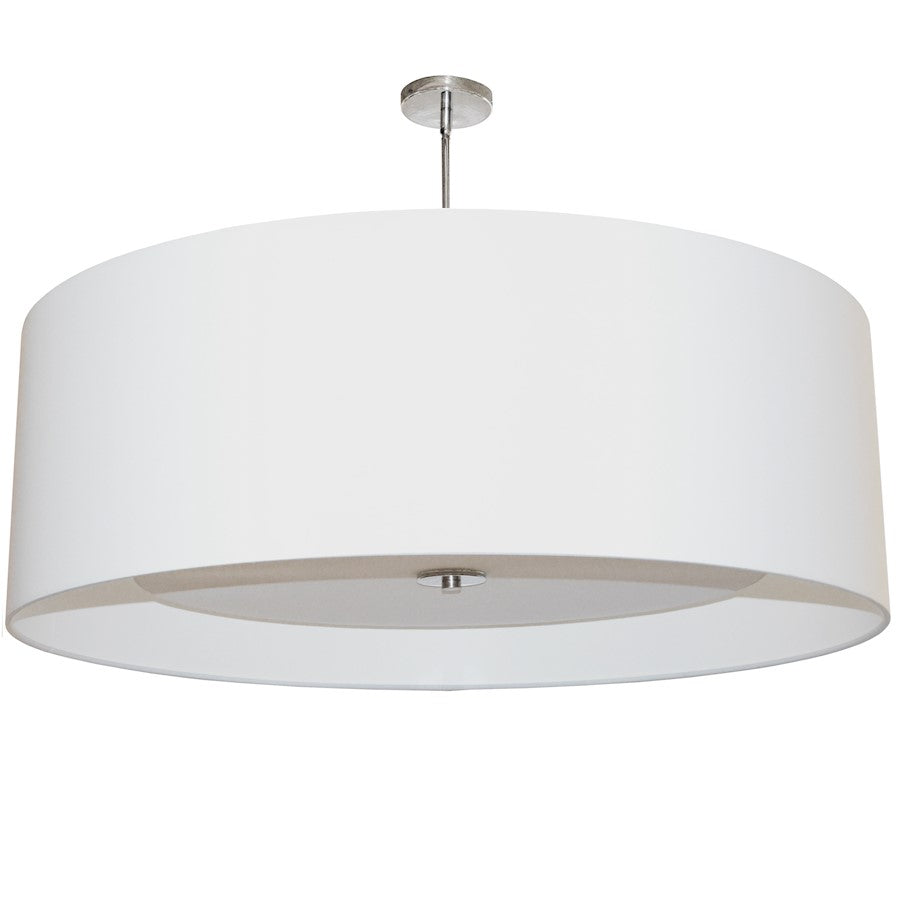 Dainolite Helena 30in 4-Light Pendant | Contemporary Polished Chrome and White Fabric Drum | Dining Room & Kitchen Island | Model HEL-304P-PC-WH
