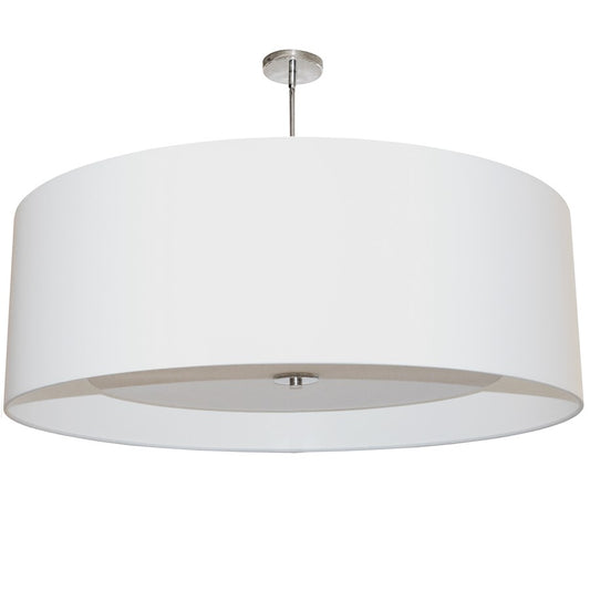Dainolite Helena 30in 4-Light Pendant | Contemporary Polished Chrome and White Fabric Drum | Dining Room & Kitchen Island | Model HEL-304P-PC-WH